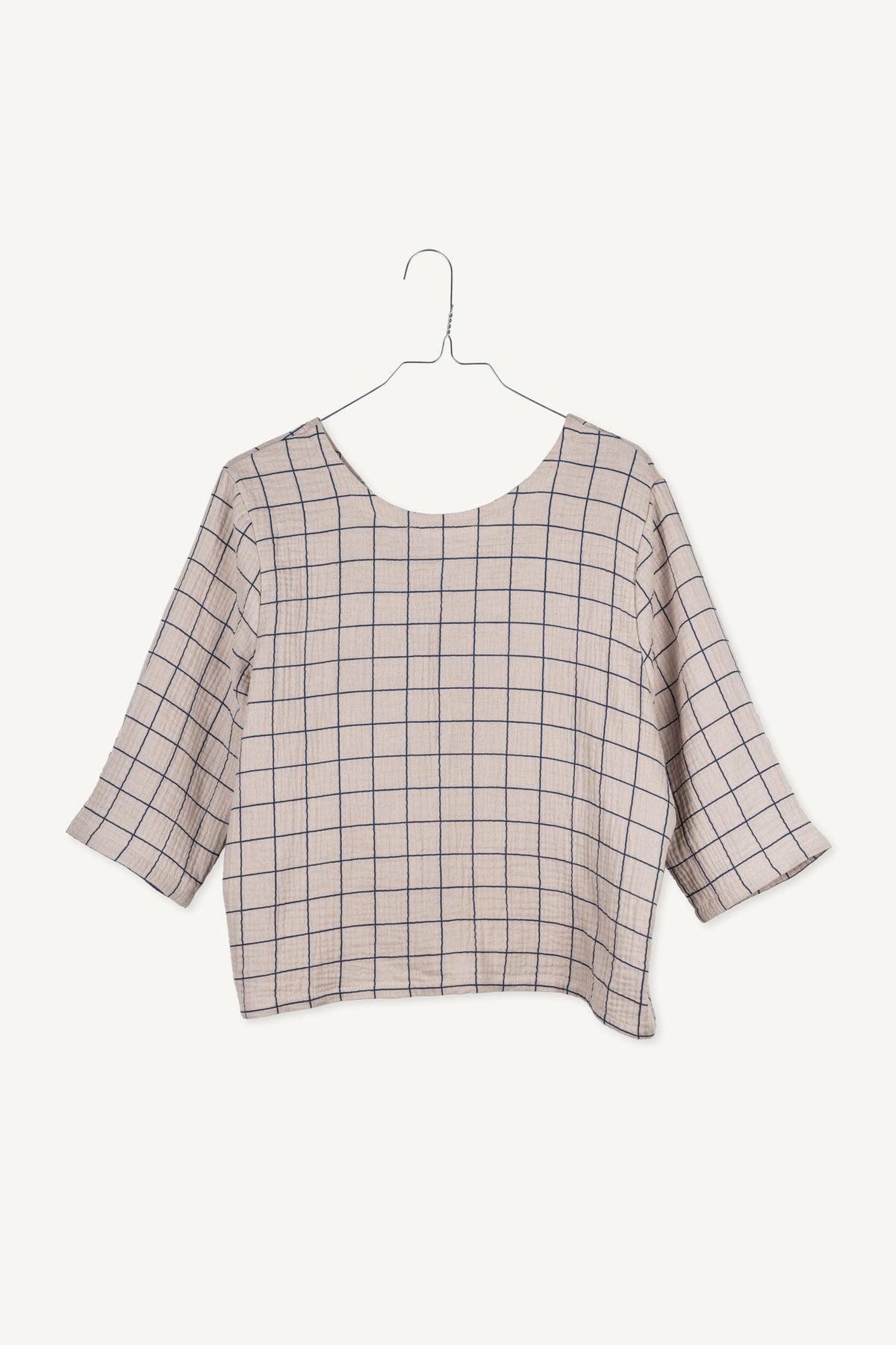 mriežkovaný mušelíno dámsky top